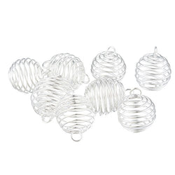 Housweety 20 SP Spiral Bead Cages Pendants Findings 25x20mm