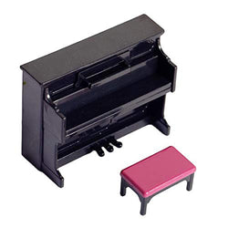 3Pcs/Set Creative Mini Grand Piano Miniature Piano with Stool DIY Handmade Dollhouse Miniatures for Home,Perfect DIY Dollhouse Toy Gift Set Black