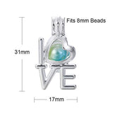 10pcs Silver Love Heart Pearl Beads Cage Locket Pendants Jewelry Making-for Oyster Pearls,