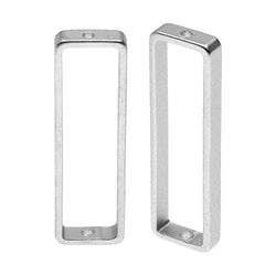 Open Bead Frame, Rectangle with Drilled Through Hole 8x26mm, 2 Pieces, Matte Silver Tone