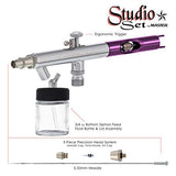 Master Performance S58 Dual-Action Siphon Feed Airbrushes with 0.35 mm Tips, 3/4 oz. Bottles, Color Coated Cutaway Handles & Storage Case