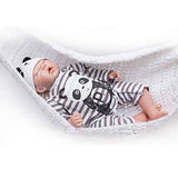 Nicery Reborn Baby Doll Soft Simulation Silicone Vinyl Cloth Body 20inch 50cm Magnetic Mouth Lifelike Vivid Boy Girl Toy for Ages 3+ Black and White Stripes Clothes RD50C501C-OTD