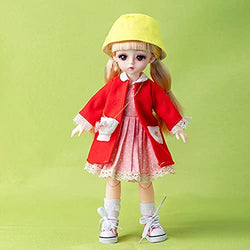 11.8 Inch Doll 15 Movable Joints Cute Face Simulation Eyelashes with School Suit Toys Doll Best Birthday Gifts for Girl Toy