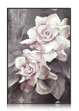 Lamplig Pink and Gray Wall Art Flower Canvas Large Rose Hand Painted Oil Paintings Framed Modern Floral Artwork Wall Picture Art Decor for Living Room Bedroom 32x48 Inch