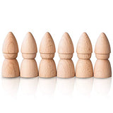 ThreeSUNS Wooden Gnome Peg Doll Set 6 Pack Set of Natural Unfinished Peg Dolls 7cm Sturdy Box - Plain Unpainted Beech Wood Peg People Figures - Mini Peg Doll Bodies for Arts and Crafts Projects