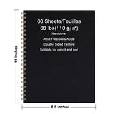 Sketchbook - 60 Sheets Sketchpad, 8.5" x 11" , Wirebound Sketch Book, 68 lb/110g Durable Acid Free Drawing Paper, Saffiano Hardcover, Dual-Sided Texture Art Paper for Kids, Teens, Artist Pro, Amateurs
