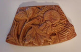 Intricately Carved Sunflower and Bee in Red Malachite Pendant Focal Bead 2.25" x 1.5" x .25"