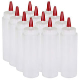 Pinnacle Mercantile 12 Pack Condiment Squeeze Bottles 8-ounce Red Cap Soft Squeeze for Icing, Ketchup, Frosting, Cookie Decorating, Sauces