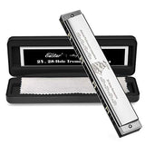 Eastar 24 Holes Harmonica Admiral Performance Competition C Key Tremolo Harmonica for Adults and Kids with Hard Case and Cloth