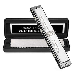 Eastar 24 Holes Harmonica Admiral Performance Competition C Key Tremolo Harmonica for Adults and Kids with Hard Case and Cloth