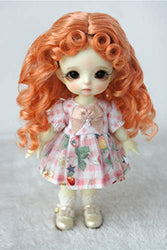 Doll Wigs JD276 5-6inch Lovely Curly Beauty Fish Synthetic Mohair 1/8 BJD Doll Wigs (Orange Pink, 5-6inch)