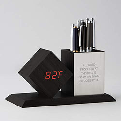Things Remembered Personalized Grey Digital Clock and Pen Cup Desk Accessory with Engraving Included