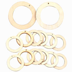 60pcs Unfinished Flat Round Wood Pendants 42mm Wooden Linking Rings Charms 2mm Hole for DIY Jewelry Crafts Making, AntiqueWhite