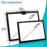 A3 Light Board, Light Pad for Diamond Painting, comzler 6 Levels&Stepless Dimmable Light Box for Tracing, Ultra-Thin LED Copy Board with Type-C Cable for Weeding Vinyl,Sketching, Animation