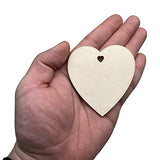 60Pcs 3 inch Wooden Hearts Crafts Wood Heart Pendant for Wedding Party DIY Projects Card Making.