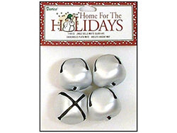 Darice Holiday Jingle Bells-Matte Silver-35mm-4 Pieces, 1 Pack