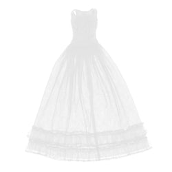 Injoyo Lace Tulle Bridesmaid Dress Wedding Party Evening Dance Gown for 1/3 BJD Dolls, 4 Colors - White