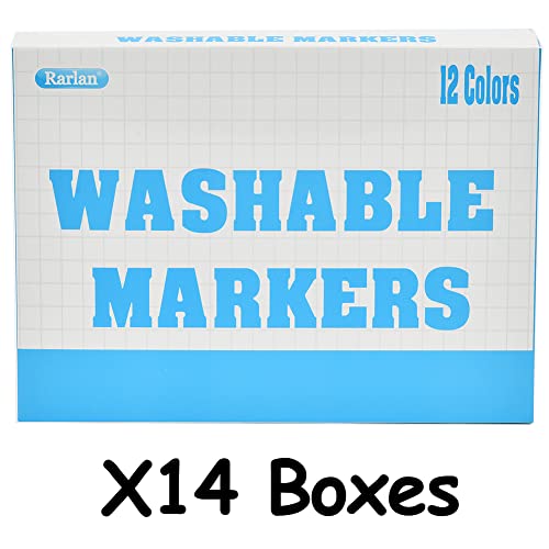 Rarlan Washable Markers Bulk, Markers for Kids, Bulk Pack, 12 Colors,14  Boxes, 168 Count