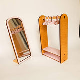 Wooden wardrobe for doll – scale 1:6 doll clothes rack, mirror for doll house