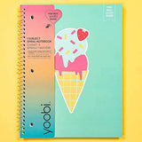 Yoobi | Spiral Notebooks | Variety 6 Pack in Fun Ice Cream, Palm Leaves & Flamingo Patterns | 1 Subject | 100 College Ruled Sheets | 3 Hole Punched and Perforated | 8" x 10.5" Paper | Pack of 6