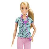 Barbie Nurse Blonde Doll (12-In/30.40-cm) with Scrubs Featuring A Medical Tool Print Top & Pink Pants, White Shoes & Stethoscopeaccessory, Great Gift for Ages 3 Years Old & Up