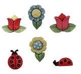 Buttons Galore Spring Fling Craft & Sewing Buttons - Flowers & Ladybugs - Set of 3 Cards