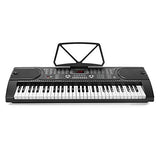 Hamzer 61-Key Electronic Piano Electric Organ Music Keyboard with Stand, Microphone, Sticker Sheet - Black