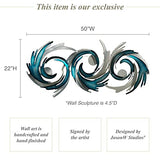 Touch of Class Perfect Storm Metal Wall Sculpture - Blue, Silver - Large Dimensional - Steel - Handcrafted Modern Decor - Abstract Geometric Art - Metallic Contemporary Sculptures for Bedroom