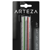 Arteza 12" Triangular Architect Scale Aluminum Color-Coded Grooves (Imperial)