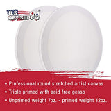 U.S. Art Supply 20 Inch Diameter Round 12 Ounce Primed Gesso Professional Quality Acid-Free Stretched Canvas (Pack of 2)