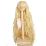 1/3 BJD Doll Wig High Temperature Synthetic Fiber Light Golden Long Curls with Full Bangs Hair Wig for 1/3 BJD SD Doll