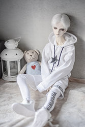 Kuafu 1/3 BJD SD Doll Clothes Printed Street Style Suit White