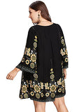 Romwe Women's Plus Size Boho Bohemian Tribal Print Summer Beach Dress Black Boho 3X