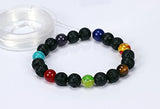 Vesungimey 200pcs 8mm colorful natural chakra beads and Black Lava Rock Stone Essential Oil