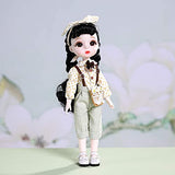 Aongneer BJD Dolls 1/6 Doll 12 Inch 28 Ball Joint Doll Lucky Fairy Dolls DIY Toy Gift 3D Eyes Rotatable Joints Lifelike with Black Wig Lovely Dress Nice Shoes Beautiful Face Gift for Halloween-Lemon
