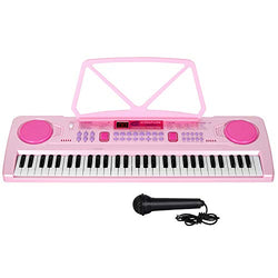 M SANMERSEN 61-Key Electronic Keyboard Piano with LCD Display, Portable Piano Keyboard with Music Stand and Microphone, Music Keyboard with Lighting Teaching Function for Kids Adults Beginners