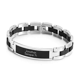 Things Remembered Personalized Black Matte ID Bracelet with Engraving Included