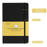Ruled Notebook/Journal - Hardcover Lined Notebook with Premium Thick Paper, 5''×8.25'', Lined Journal with Elastic Closure & Back Inner Pocket, Black