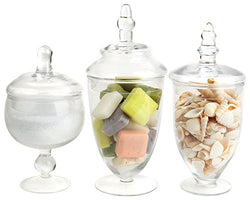 Mantello Decor Glass Apothecary Jars (Clear, Small, Set of 3)