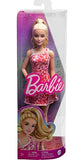 Barbie Fashionistas Doll #205 with Blond Ponytail, Wearing Pink and Red Floral Dress, Platform Sandals and Hoop Earrings