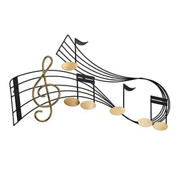 Touch of Class Rhythm Metal Wall Sculpture - Black, Gold - Hanging Music Studio Art - Musical Aesthetic for Bedroom, Living Room, Music Studio, Classroom, Office, Entryway