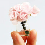 Blackzone Dolls House Toy Decoration Rose Flower Glass Vase Set Miniature Dollhouse Model Home Desktop Ornament B