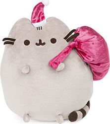 GUND Santa Claws Pusheen Holiday Plush Stuffed Animal Cat, Gray and Pink, 9.5”
