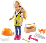 Barbie Chelsea Can Be Playset with Blonde Chelsea Builder Doll (6-In/15.24-cm) Hard Hat, Tool Belt, Goggles, Saw, Hammer, Wrench, Toolbox, Great Gift for Ages 3 Years Old & Up