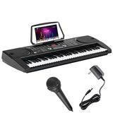 LAGRIMA 61 Key Portable Electric Keyboard Piano with Built In Speakers, LED Screen, Microphone, Dual Power Supply, Music Sheet Stand for Beginner (Kid & Adult) Black
