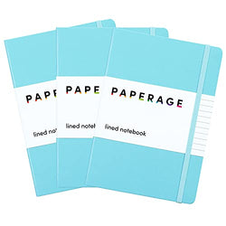 PAPERAGE 3 Pack of Lined Journal Notebooks, Skyblue, Hard Cover, Medium 5.7 X 8 inches, 100 gsm Thick Paper, Use for Office, Home, School, or Business (Ruled)