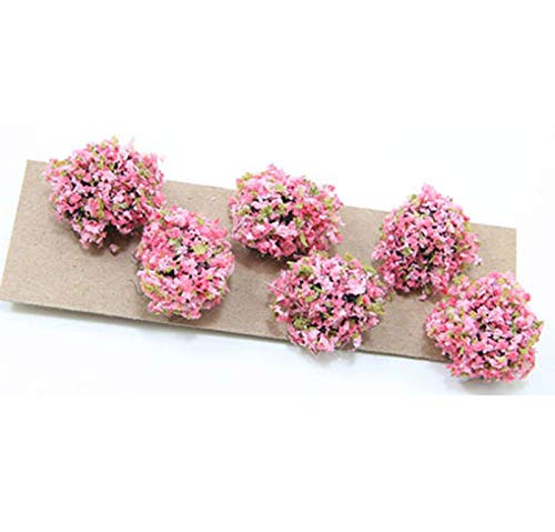 Creative Accents Dollhouse Miniature Set of 6 Landscaping Bushes w/Pink Flowers