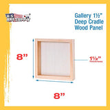 U.S. Art Supply 8" x 8" Birch Wood Paint Pouring Panel Boards, Gallery 1-1/2" Deep Cradle (Pack of 4) - Artist Depth Wooden Wall Canvases - Painting Mixed-Media Craft, Acrylic, Oil, Encaustic