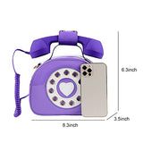 Oweisong Women Telephone Shaped Handbag and Purses Retro Phone Top-Handle Shoulder Bags Crossbody Totes