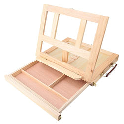 Restokki Wood Easel, Portable Tabletop Easel Box with Drawer Adjustable Folding Artist Easel for Outdoor Painting